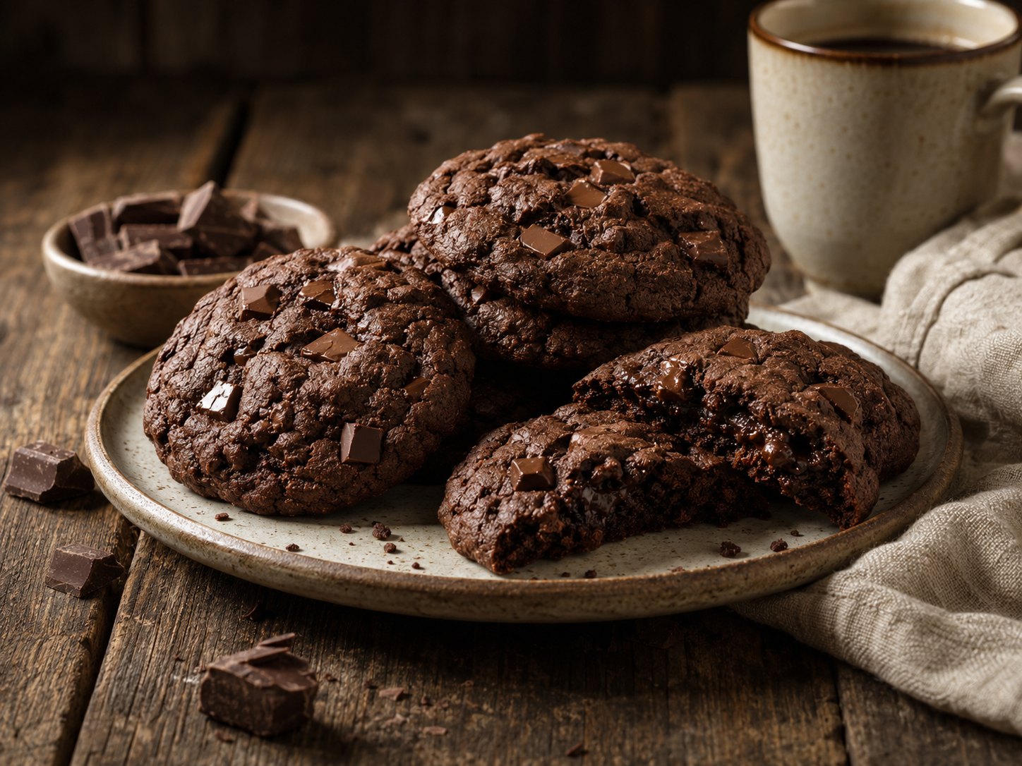 Dubbel-sjokoladekoekies van Kossie Mossie